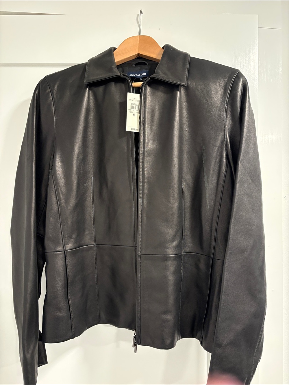 Ann Taylor Black Leather Zip-Front Women's Jacket